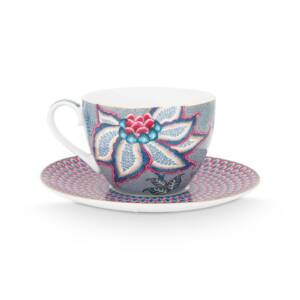 Φλιτζάνι με πιατάκι "Flower Festival Light Blue"
