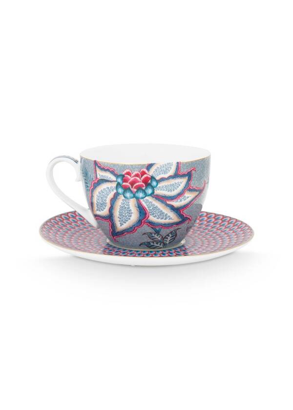 Φλιτζάνι με πιατάκι "Flower Festival Light Blue"